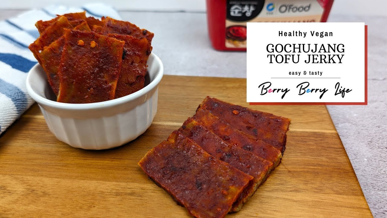 gochujang tofu jerky recipe (vegan) | protein rich healthy snack